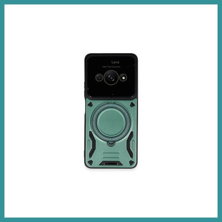 BT Teknik Poco C61 Uyumlu Kılıf Joy Lens Standlı Kapak - Koyu Yeşil BEZ