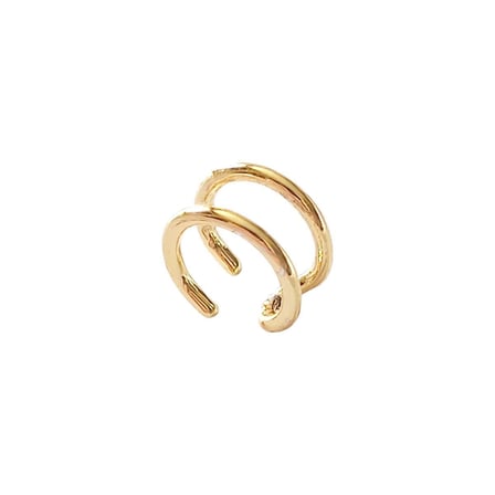 Bezos Çift Katmanlı Gold Kıkırdak Küpe | Sıkıştırmalı ve Deliksiz Tasarım BEZOS1