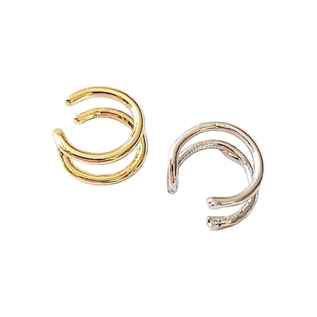 Bezos Çift Katmanlı Gold Kıkırdak Küpe | Sıkıştırmalı ve Deliksiz Tasarım BEZOS1