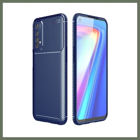 Bezos Realme 7 Kılıf Auto Focus Karbon Kapak - Lacivert BEZOS1