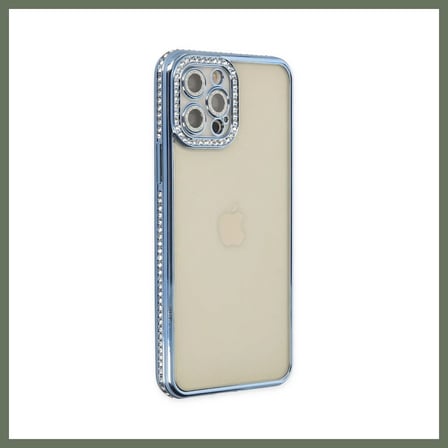 Bezos iPhone 12 Pro Kılıf Joke Taşlı Silikon - Mavi BEZOS1