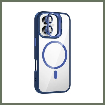 Bezos Joko iPhone 17 Remim Lensli Magsafe Standlı Kapak - Lacivert BEZOS1