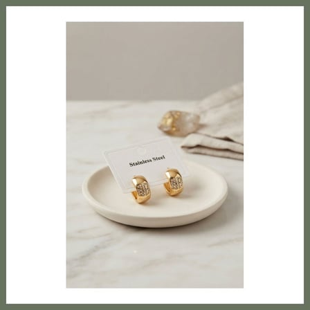 Bezos 316L Çelik Gold Renk Kalın Halka Tasarım Model Küpe BEZOS1