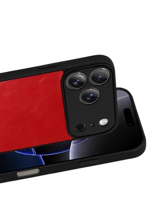 Bezos iPhone 17 Pro Uyumlu Aras Deri Kapak - Kırmızı BEZOS1
