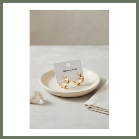 Bezos 316L Çelik Gold Renk Çiçek Halka Model Küpe BEZOS1