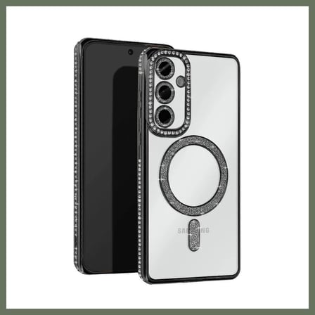 Bezos Samsung Galaxy A16 5G Uyumlu Joke Simli Magneticsafe Kılıf - Siyah BEZOS1