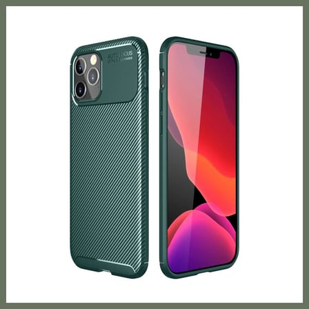 Bezos İphone 11 Pro Max Uyumlu Kılıf Auto Focus Karbon Kapak - Yeşil Bezos1