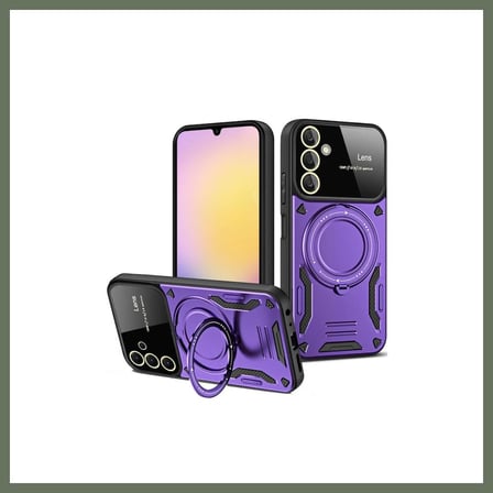 Bezos Samsung Galaxy A15 4G Uyumlu Kılıf Joy Lens Standlı Kapak - Mor BEZOS1