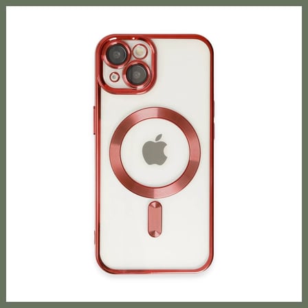 Bezos İphone 14 Uyumlu Kılıf Kross Magneticsafe Kapak - Kırmızı Bezos1