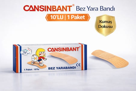 Cansinbant Bez Yarabandı 10 lu 1 Paket 1,9 x 7,2 cm Fabric First Aid Plaster