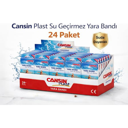 Cansın Plast Su Geçirmez Yara Bandı 10'lu 24 Paket Waterproof First Aid Plaster