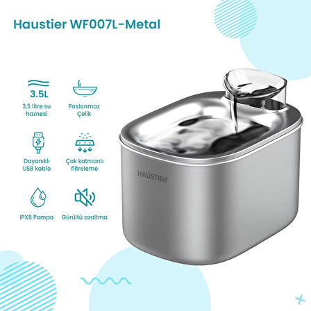 Haustier WiFi Uygulamalı Otomatik Kedi Tuvaleti,Akıllı Mama Kabı,Kedi Su Sebili-Metal 3'lü Set