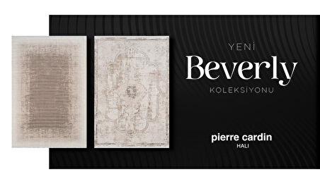 Pierre Cardin Beverly BF01B Krem Gri Akrilik Yumuşak Dokulu Modern Çizgili Halı