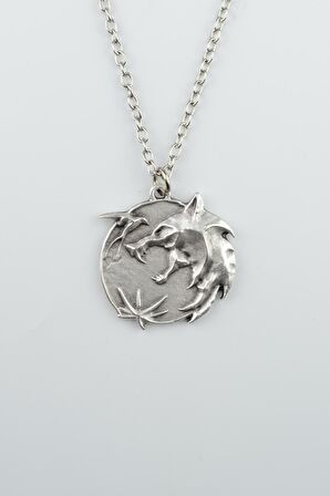 3'lü Witcher Çember Madalyon 3 Boyutlu Erkek Kadın Kolye Seti Gümüş Kaplama - 60 cm Zincir