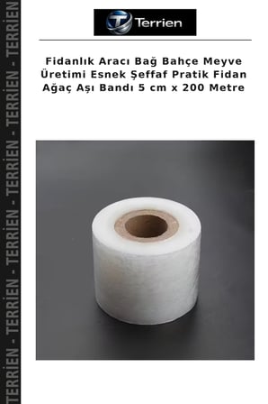 Fidanlık Aracı Bağ Bahçe Meyve Üretimi Esnek Şeffaf Pratik Fidan Ağaç Aşı Bandı 5 cm x 200 Metre