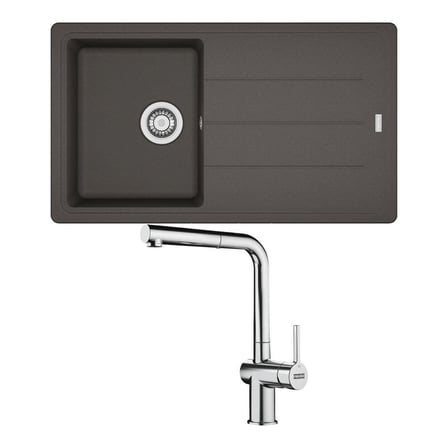 Franke BFG 611 Granit Slate Grey Evye, Active Plus Doccia Krom Spiralli Armatür Seti