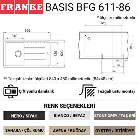 Franke BFG 611-86 Evye Nero Granit Evye, Old England Bronz Armatür Set