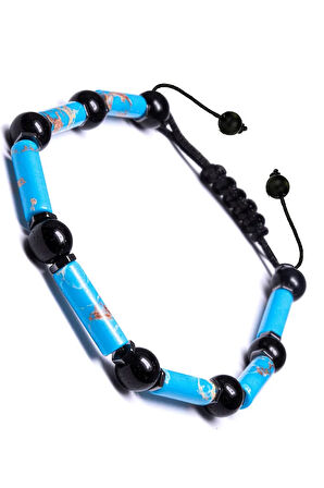 Sertifikalı Doğal Mavi Varisit Hematit Oniks Taşı Bileklik