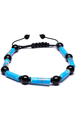 Sertifikalı Doğal Mavi Varisit Hematit Oniks Taşı Bileklik