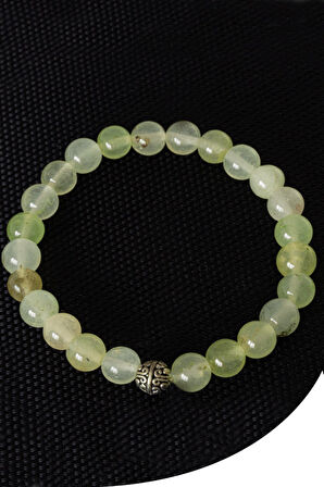 Sertifikalı Açık Yeşil Akik Taşı Bileklik - Gümüş Aparatlı