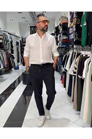 İtalyan Stil Boyfriend Kesim Kordonlu Erkek Kumaş Pantolon