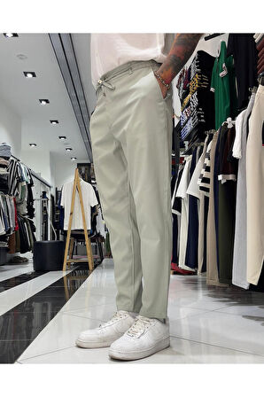 İtalyan Stil Boyfriend Kesim Kordonlu Erkek Kumaş Pantolon