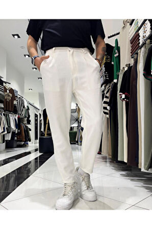 Boyfriend Kesim Keten Pamuk Erkek Pantolon