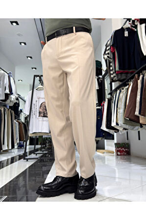 Erkek Baggy Fit Pile Detaylı Kumaş Pantolon