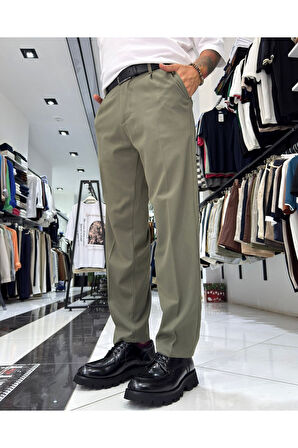 Erkek Baggy Fit Pile Detaylı Kumaş Pantolon