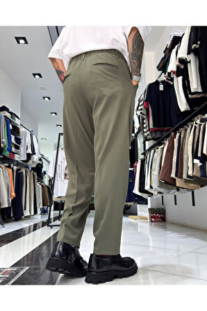 Erkek Baggy Fit Pile Detaylı Kumaş Pantolon
