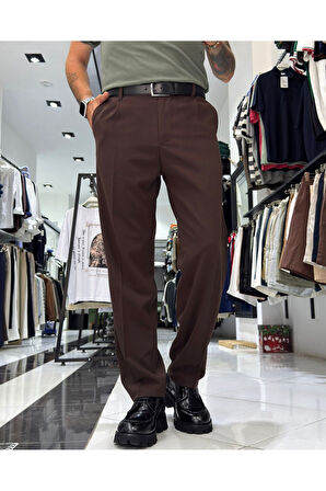 Erkek Baggy Fit Pile Detaylı Kumaş Pantolon
