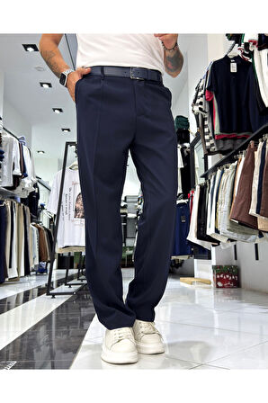Erkek Baggy Fit Pile Detaylı Kumaş Pantolon