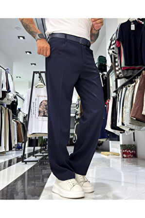 Erkek Baggy Fit Pile Detaylı Kumaş Pantolon