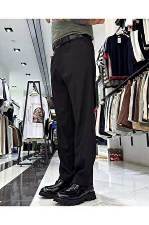Erkek Baggy Fit Pile Detaylı Kumaş Pantolon