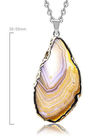 Sertifikalı Yüksek Kalite Doğal Kahverengi Akik Taşı Plaka Kolye