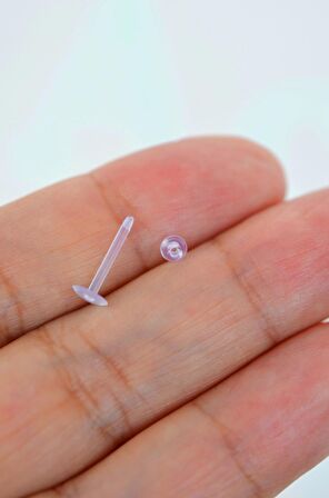 Antialerjik Bioplast Esnek Şeffaf Silikon Piercing Tragus Helix Lobe Dudak Dil Conch 10 mm