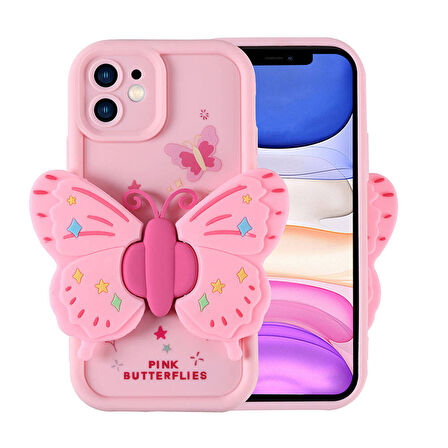 Forzacase iPhone 12 ile uyumlu Butterfly Serisi 3D Kelebek Figür Tasarımlı Silikon Kılıf