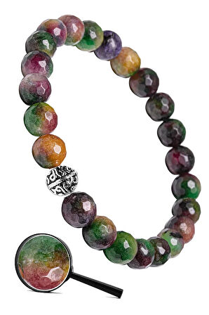 Sertifikalı Gümüş Aparatlı Fasetli Doğal Renkli Kuvars Taşı Bileklik