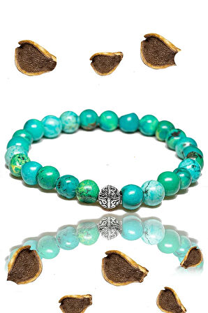 Sertifikalı Turkuaz Taşı Bileklik - Gümüş Aparatlı