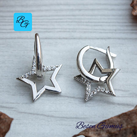 Zirkon Taşlı Yıldız Küpe