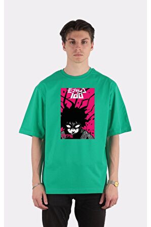 Yeşil %100 Pamuk Bisiklet Yaka Oversize T-shirt Zoro Samurai Wano Kuni Arc