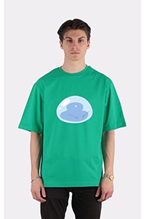 Yeşil %100 Pamuk Bisiklet Yaka Oversize T-shirt Zoro Samurai Wano Kuni Arc