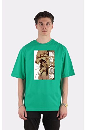Yeşil %100 Pamuk Bisiklet Yaka Oversize T-shirt Zoro Samurai Wano Kuni Arc