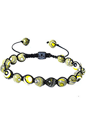 Sertifikalı Makrome Sarı Doğal Malahit Malakit Taşı Bileklik