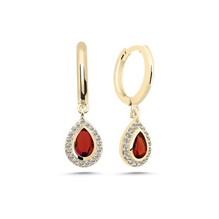 Silverlina Gümüş Garnet Zirkon Taşlı Hagi Küpe