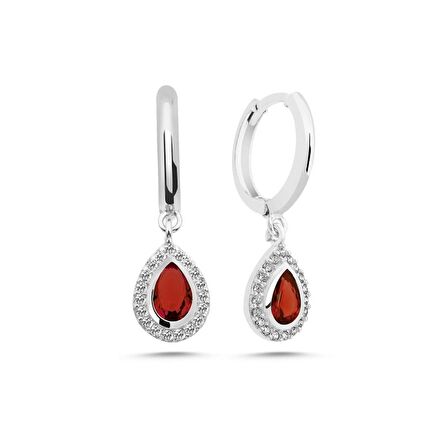 Silverlina Gümüş Garnet Zirkon Taşlı Hagi Küpe