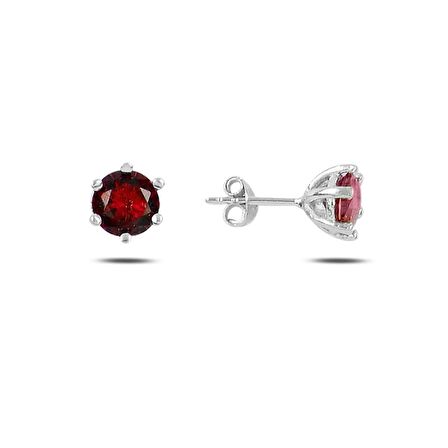Silverlina Gümüş Tektaş 6mm Renkli Zirkon Taşlı Küpe