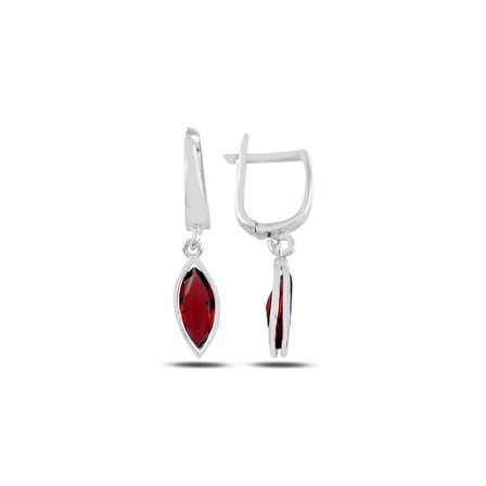 Silverlina Gümüş Garnet Zirkon Taşlı Sallantılı Küpe