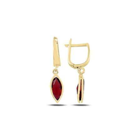Silverlina Gümüş Garnet Zirkon Taşlı Sallantılı Küpe