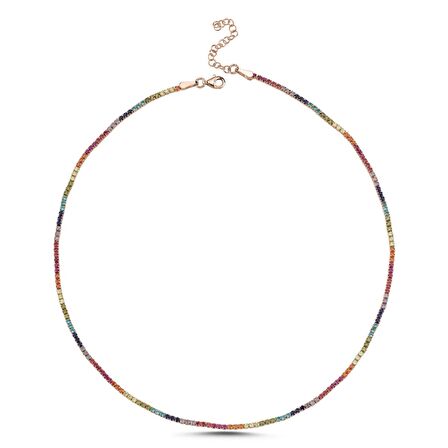 Silverlina Gümüş Suyolu 1,75mm Renkli Zirkon Taşlı Kolye